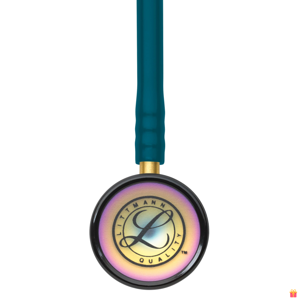 Stetoscop 3M Littmann Classic II Pediatric Albastru Caraibe capsula curcubeu 2153 - capsula vedere frontala