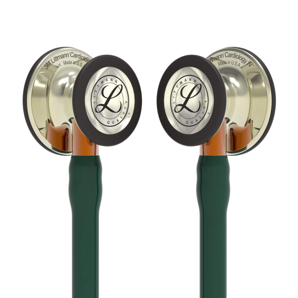 Stetoscop 3M Littmann Cardiology IV Verde inchis, capsula sampanie 6206 - capsula vedere frontala